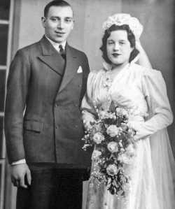 Joseph with his wife during their marriage in 1942.
