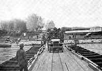 Crossing the Rhine, at Ludwigshafen-Mannheim, March 31, 1945. Note the bombed out buildings