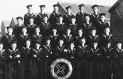 Ord/Sea Bill Fullilove commenced his Royal Navy training November 2nd 1942 at HMS Collingwood. He is shown with other members of Class 17T Maintop. He is to be seen in the top row first on the left.