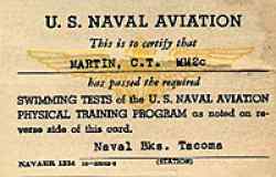 Swimming test certificate