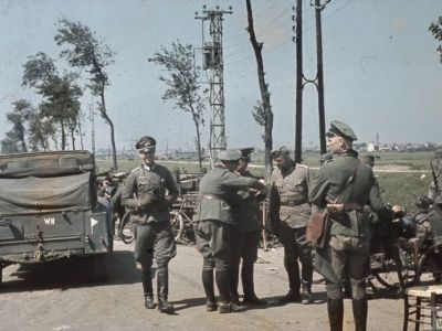 German vehicles at the roadside