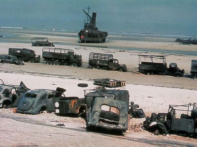Wreckage on the beach