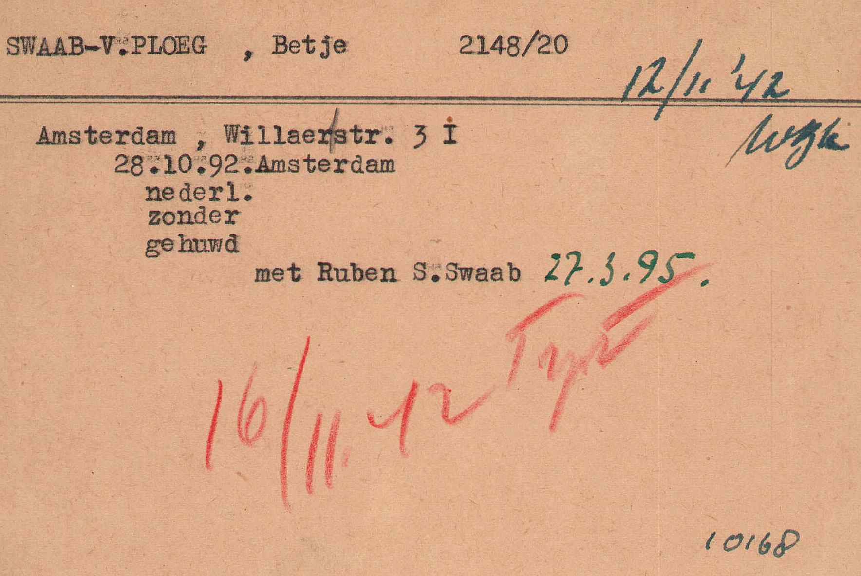 Betje's personal card