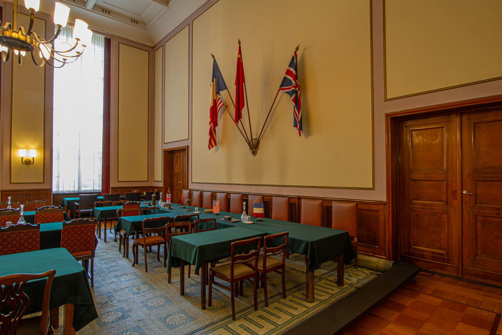 The original flags still hanging on the wall