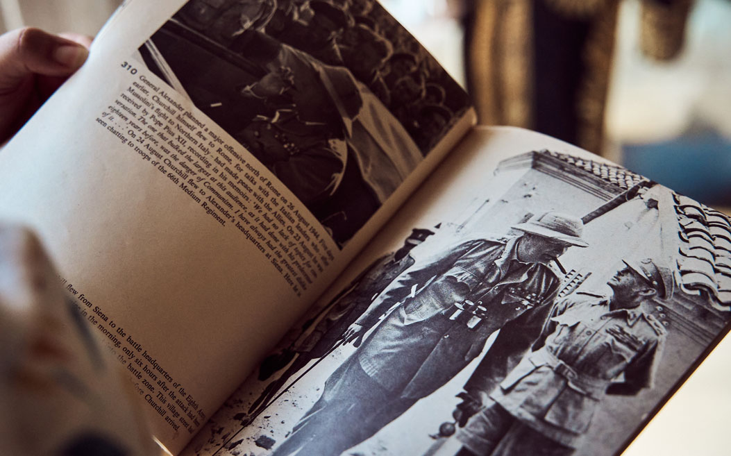 Images of the original uniforms on display at Chartwell