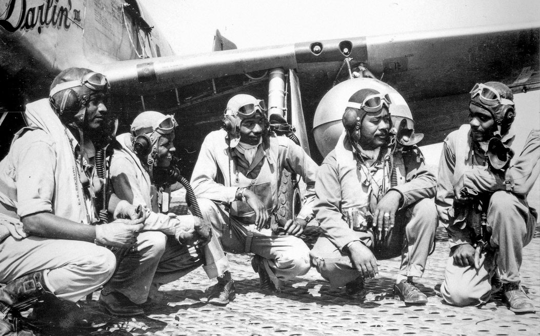 Pilots of the 332nd Fighter Group at Ramitelli Airfield, Italy;