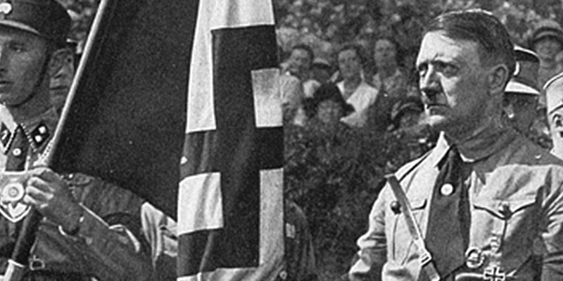 The Blutfahne ("Blood Flag") carried during the Beer Hall Putsch and later revered as one of the Nazi Party's most sacred ceremonial relics.