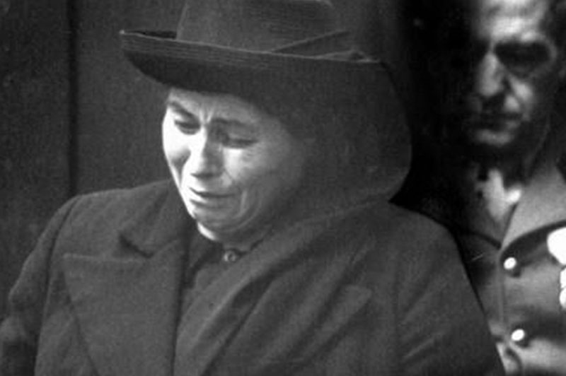 Marguerite Rouffanche testifies during the Bordeaux Trial in 1953
