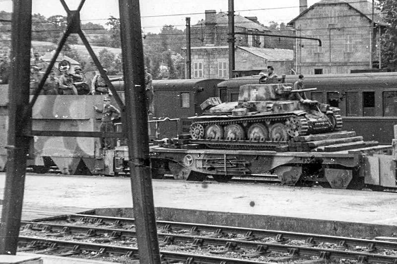 Elements of the 2nd SS Panzer Division Das Reich travelling north towards Normandy.