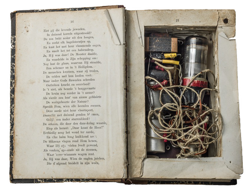 A clandestine radio concealed in a book