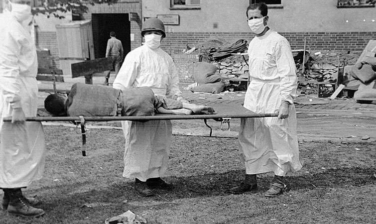 Survivors of Langenstein arrive at the hospital.