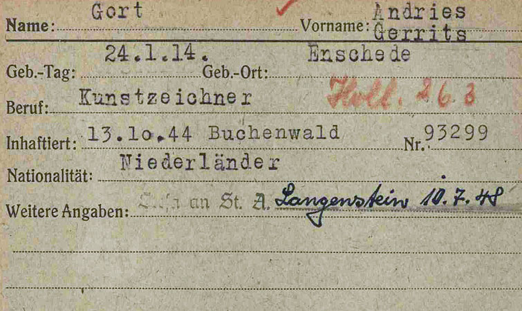 Andries Gort from Deventer died in Langenstein-Zwieberge