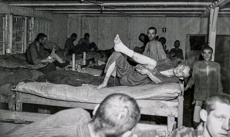  Survivors receive medical treatment in the Langenstein-Zwieberge concentration camp.