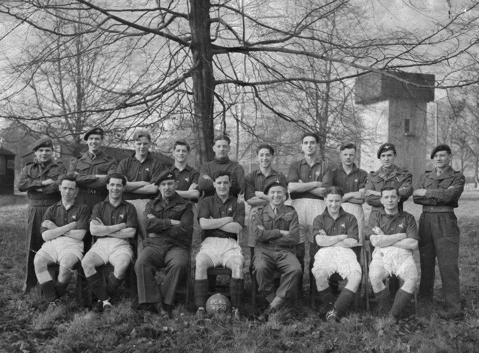 George in the football team at Parachute Course Administration Unit in Abingdon