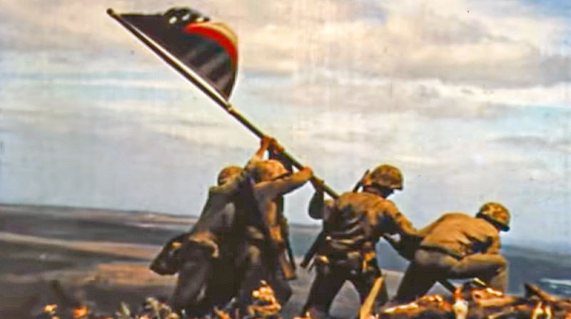 Raising the US flag on Iwo Jima 
