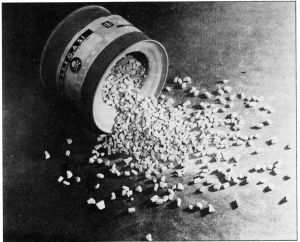 Zyklon B was the trade name of a cyanide-based pesticide invented in Germany in the early 1920s. It consisted of hydrogen cyanide (prussic acid), as well as a cautionary eye irritant and one of several adsorbents such as diatomaceous earth. The product is infamous for its use by Nazi Germany during the Holocaust to murder approximately 1.1 million people in gas chambers installed at Auschwitz-Birkenau.