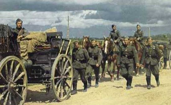 German troops moving eastwards.