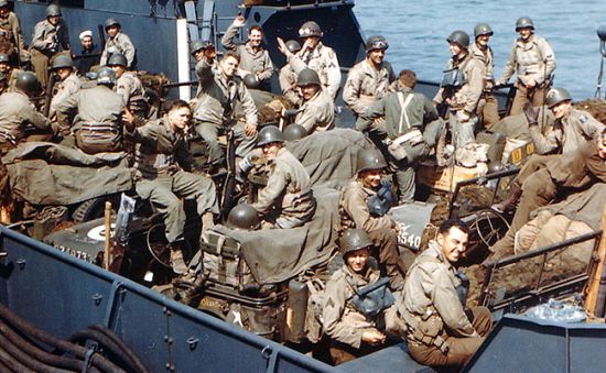 Soldiers getting ready for D-Day