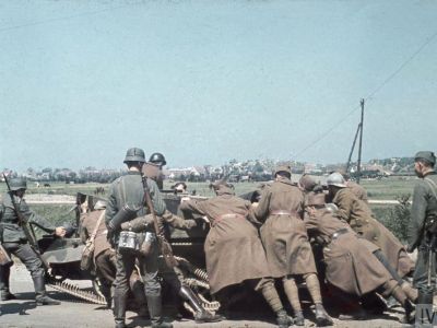 Clearing the blocked road into Dunkirk