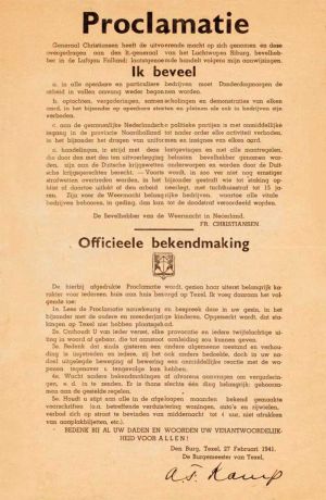 Proclamation of General Christiansen taking over power in Noord-Holland