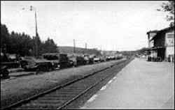 Captured German vehicles waiting for shipment to rear-area collecting points