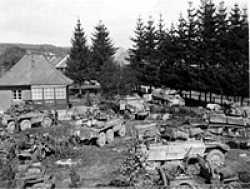 Taken in Apr,'45 in Preg, Austria and shows "E" Troop of 41st Cavalry, 11th Armored Division. Jerry was a gunner in the light tank that you see in the back, near the fence.