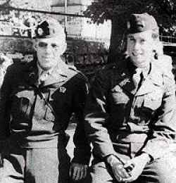 This picture was taken at Kaprun, a town 1 km from Zell am See in Austria. Jack is on the right, on the left is Lt. Bob McCutcheon.