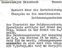 Original report from Generalmajor Erich Eisenbach