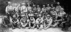 This platoon photograph was taken by William himself (that is why he is not in the picture) The GI seated lower right holds 2 rifles - one is William's)  Only half dozen men of this platoon were NOT casualties. William made it through without a scratch, 135 days on the line.