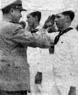 Lew receives the Naval Unit Commendation for his participation in Normandy