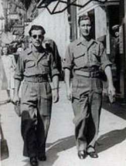 A picture of my dad Bill Hickman and his friend Jordan Jordanou, both of the Middlesex Regiment, on leave in Brussels