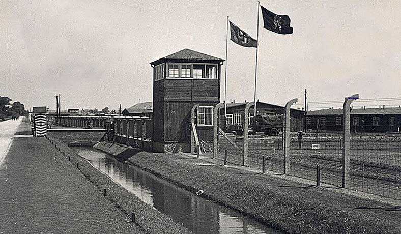 Entrance to the SS barracks with guard tower