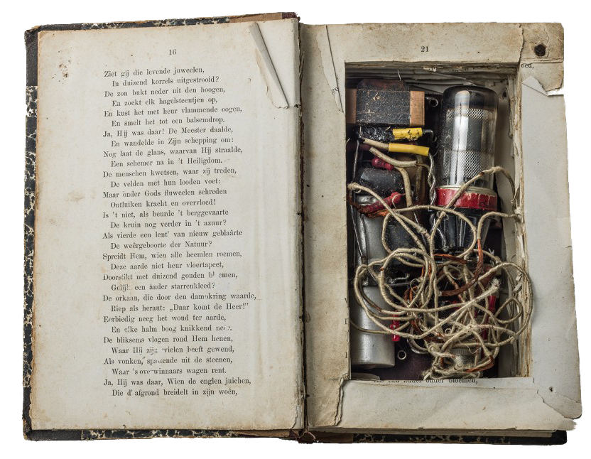 A clandestine radio concealed in a book
