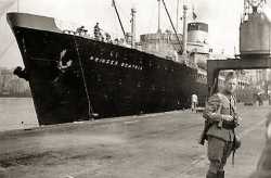 The 'Princess Beatrix' moored on June 10, 1940 in the port of Brest