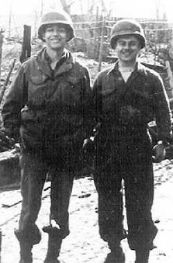 Cpl. Mitch Kaidy (left) and T/Sgt. Willie Cohen, both of Co. D, 345th Infantry, taken in Germany in April, 1945