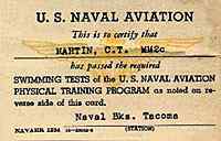 Swimming test certificate