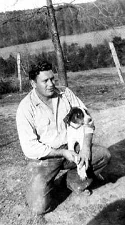 Marshall Clayton Oliver with his dog after the war in 1945