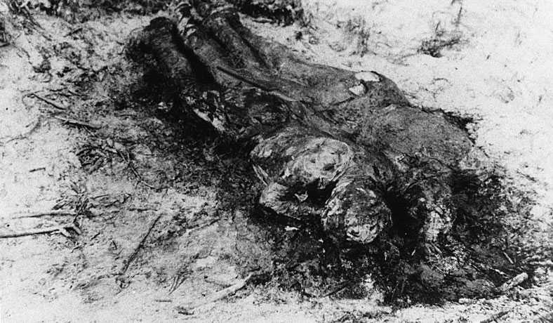 Burned bodies dug up after the war