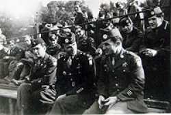 Major General Gavin with enlisted men at Berlin football game