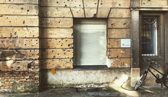 Bullet holes on Große Hamburger Straße