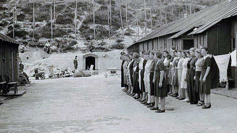 Female prisoners attending roll call