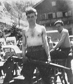 Henry and Walter (Blackjack) Hendrix in the background. This picture was taken at Zell am See, Austria, June, 1945