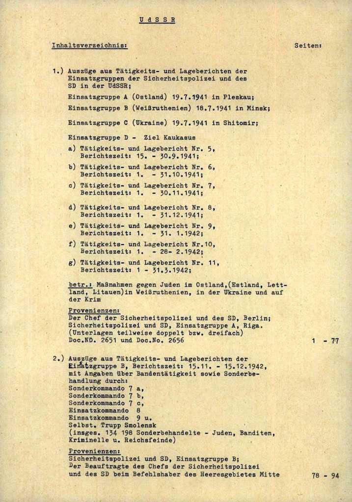 Order of the Einsaztgruppen in the Soviet Union