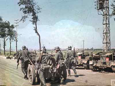 Pulling a 37mm anti-tank gun