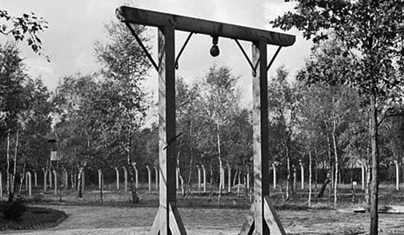 The gallows found at Kamp Vught after liberation