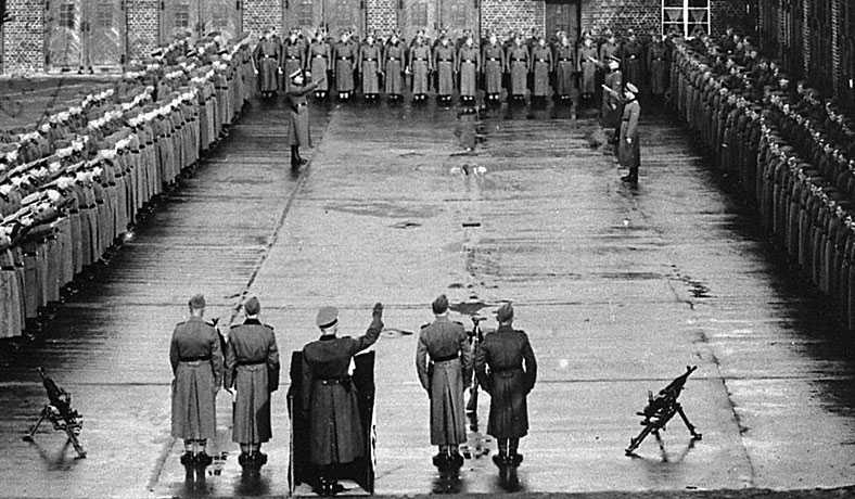SS staff at roll call in Neuengammeon 20th anniversary of Munich Putsch
