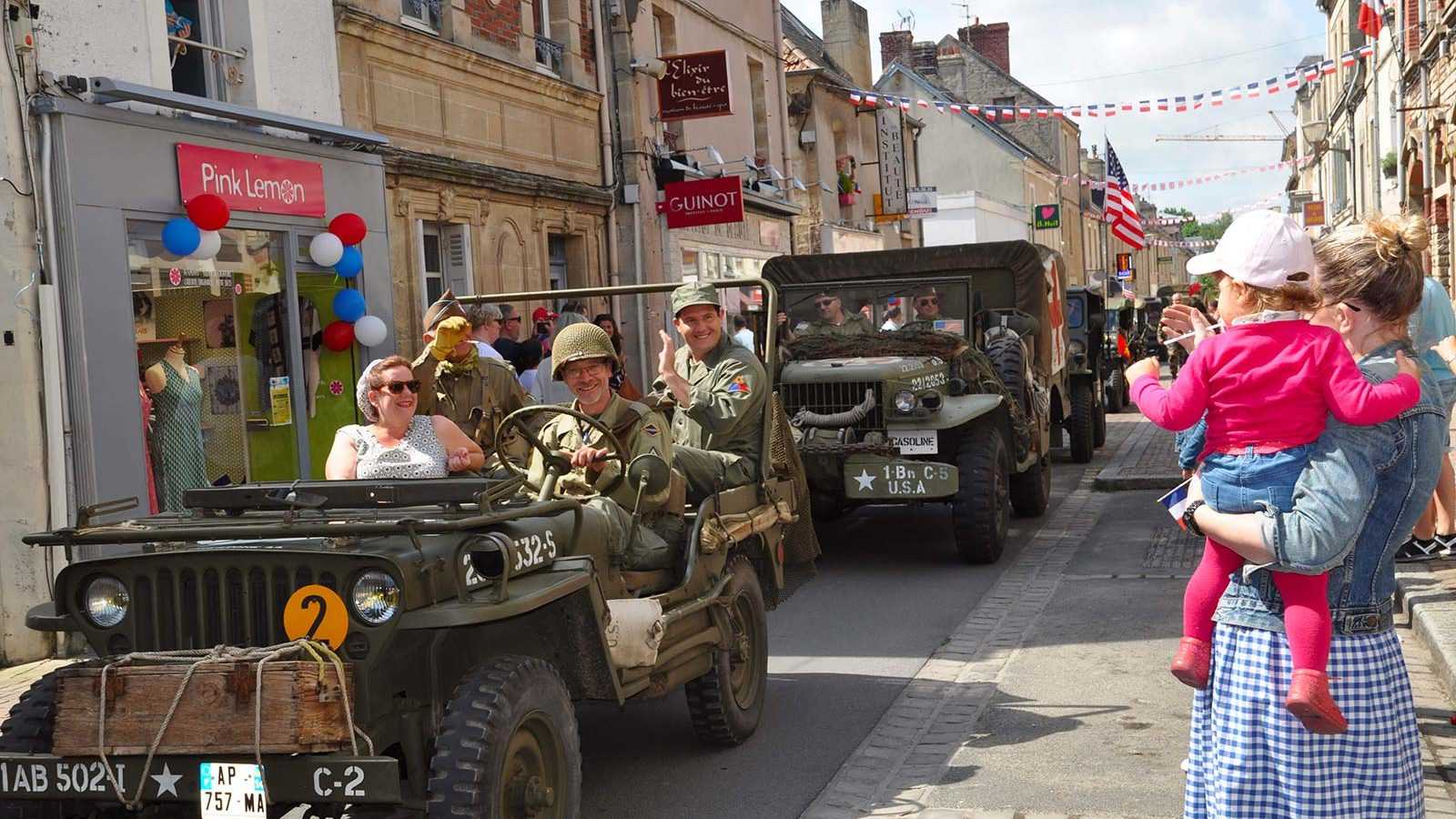 Historical convoys in the streets of Normandy