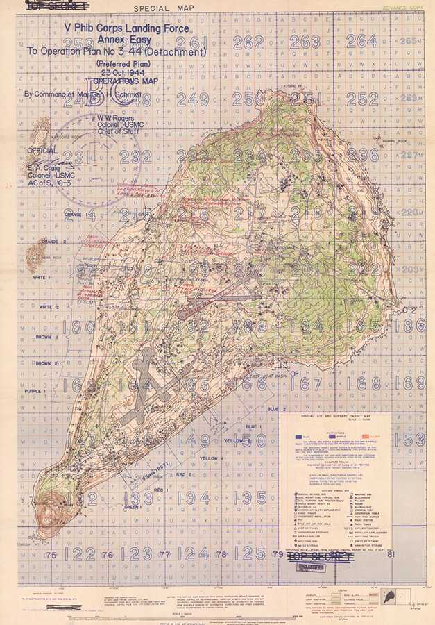 Battle map of the Battle of Iwo Jima