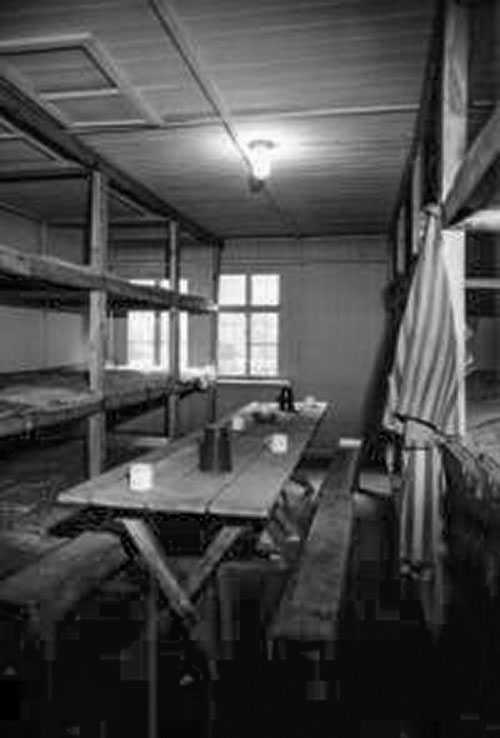 Interior of one of the barracks