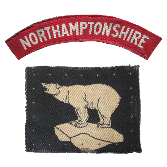 Northamptonshire Yeomanry Tank Regiment shoulder title and 49th (West Riding) Infantry Division